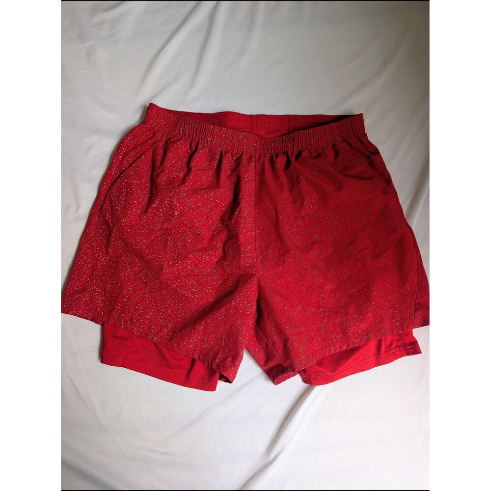 ZYIA Men’s Athletic Shorts with Reflective Speckle - Red